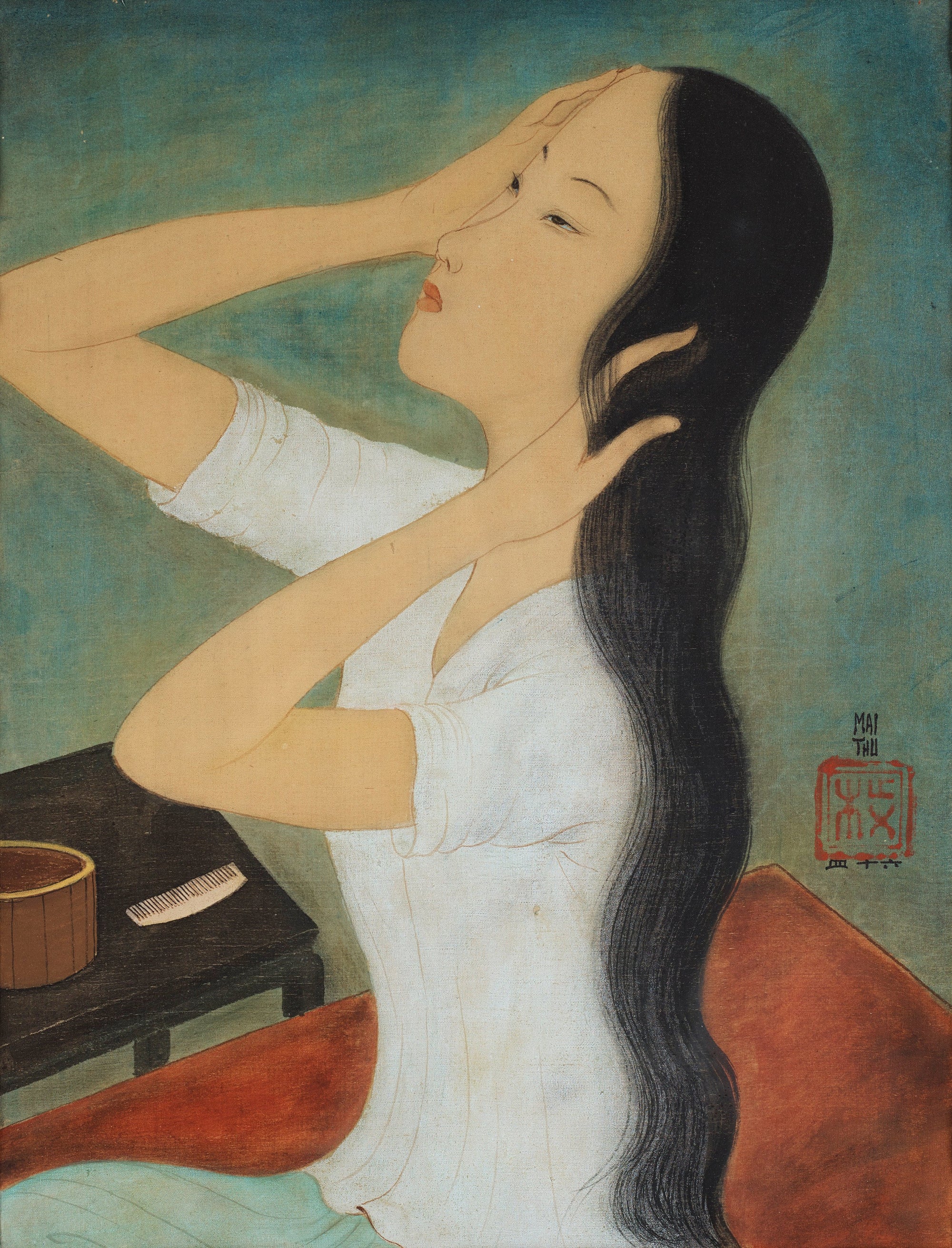 La toilette Painting Omer Tiroche Gallery
