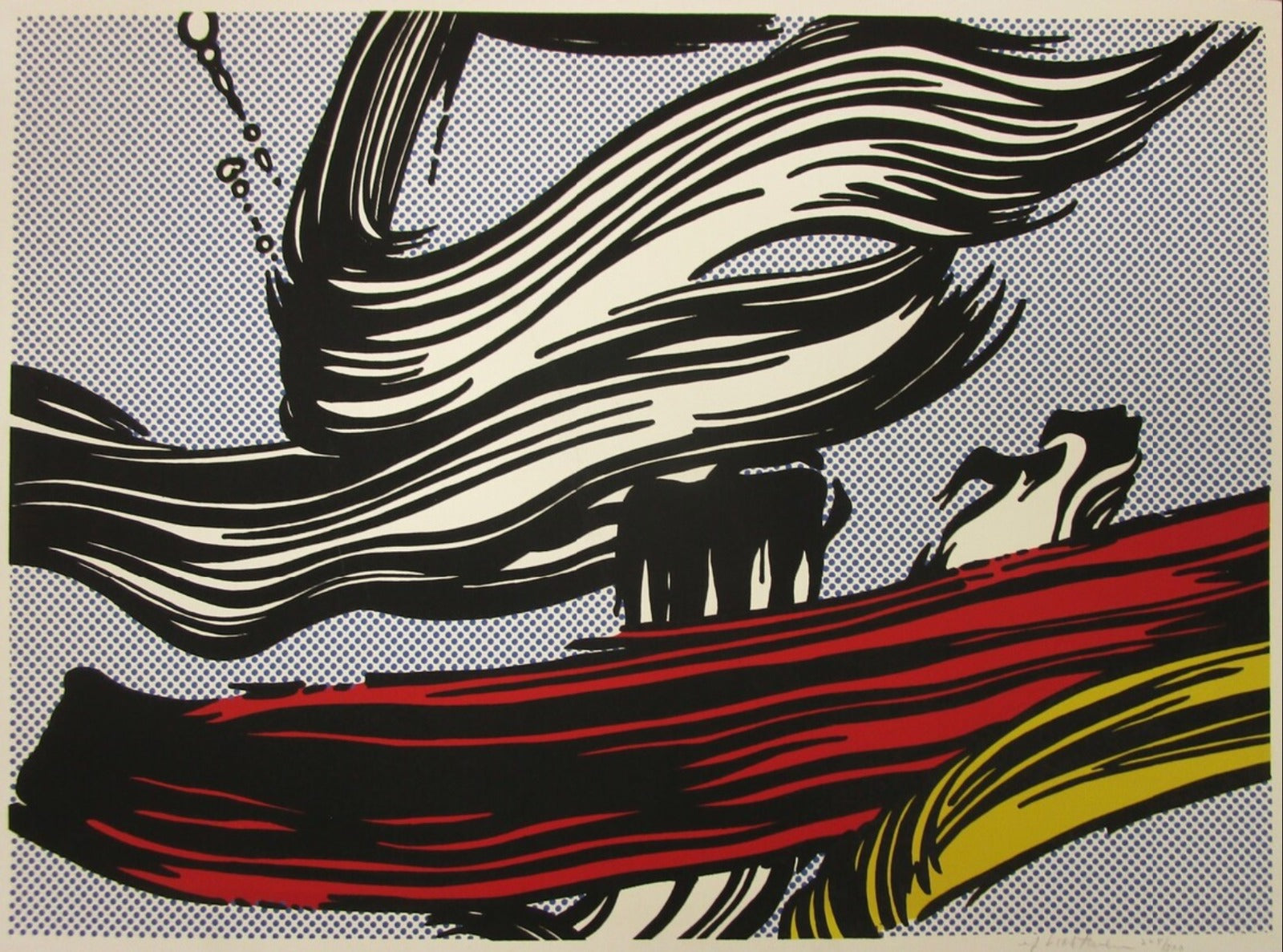 David Hockney's "Paper Pools" with Roy Lichtenstein's "Brushstrokes" Painting Alevon