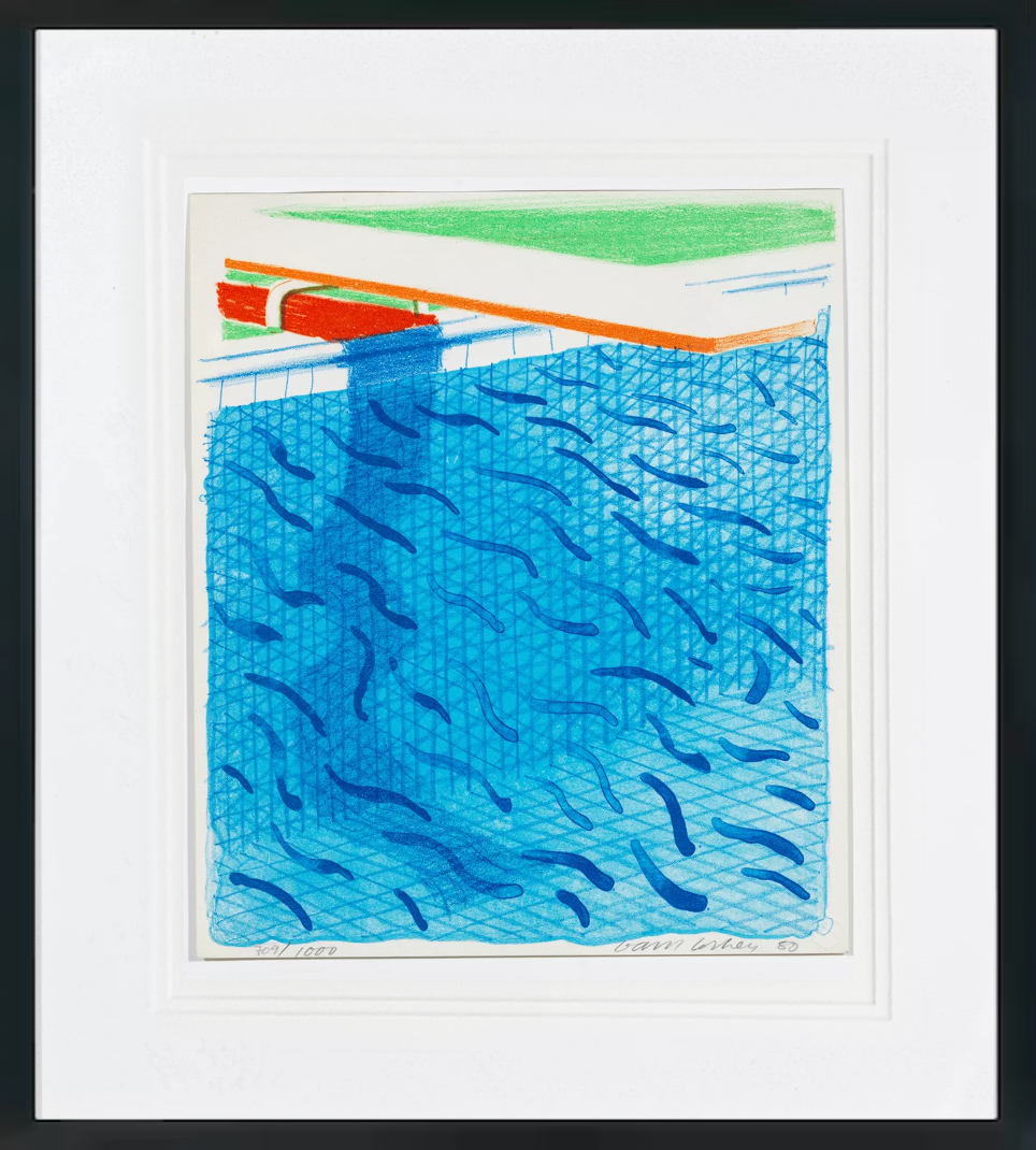 David Hockney's "Paper Pools" with Roy Lichtenstein's "Brushstrokes" Painting Alevon