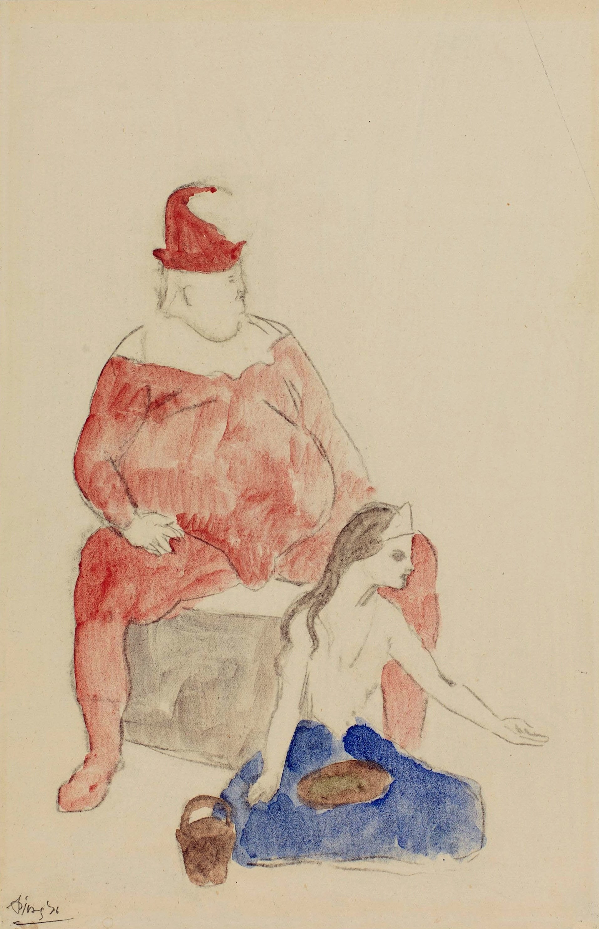 Saltimbanque et Jeune Fille Work on Paper Omer Tiroche Gallery